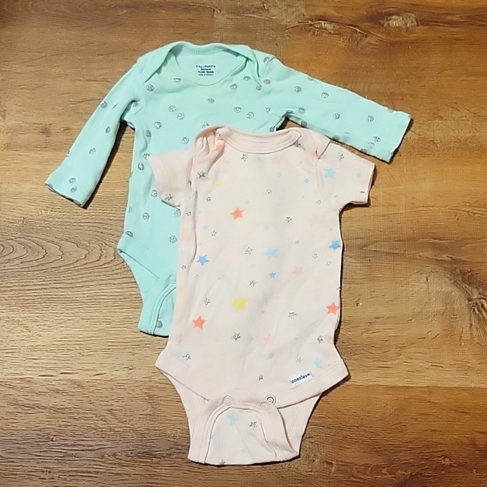 Newborn silver sparkle onesie / bodysuit bundle